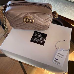 GG Marmont matelassé mini bag dusty pink
